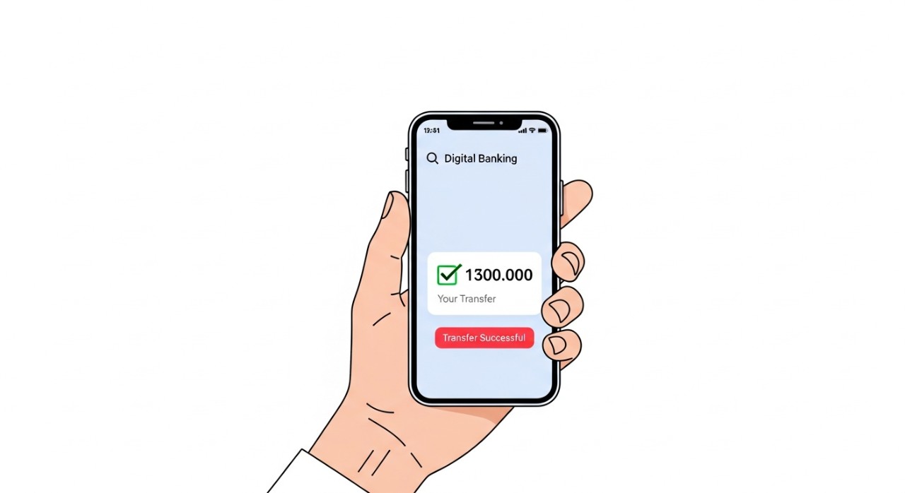 Seorang individu sedang menyemak status kelayakan bantuan kewangan pada skrin telefon pintar.