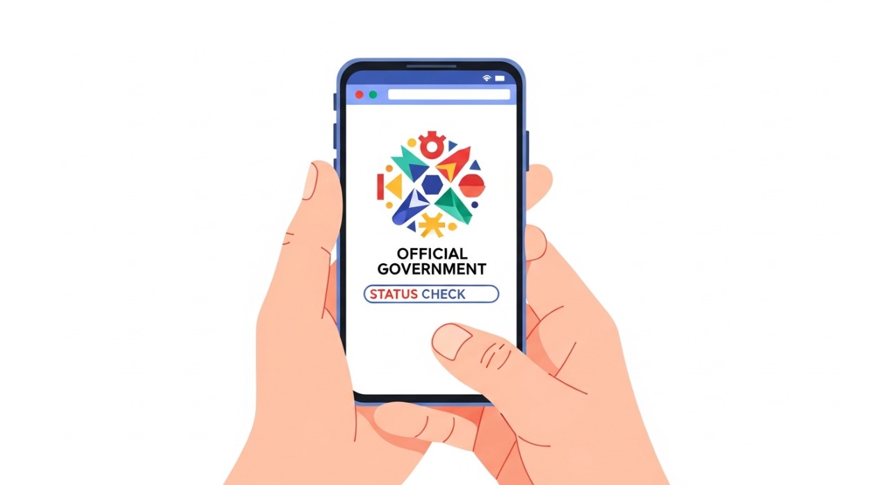 Seorang individu sedang menyemak status permohonan bantuan zakat melalui telefon pintar.