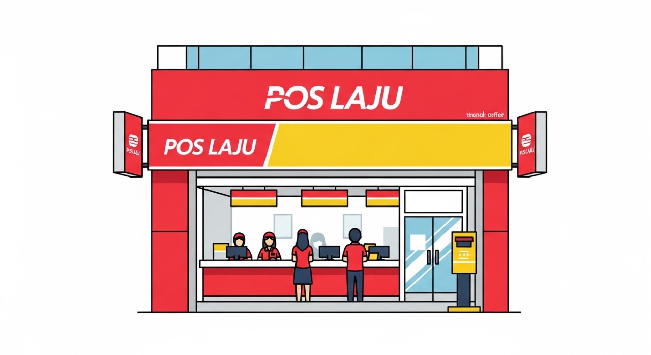 Pelanggan sedang berurusan di kaunter pejabat Poslaju Kuala Terengganu untuk urusan pengeposan barang