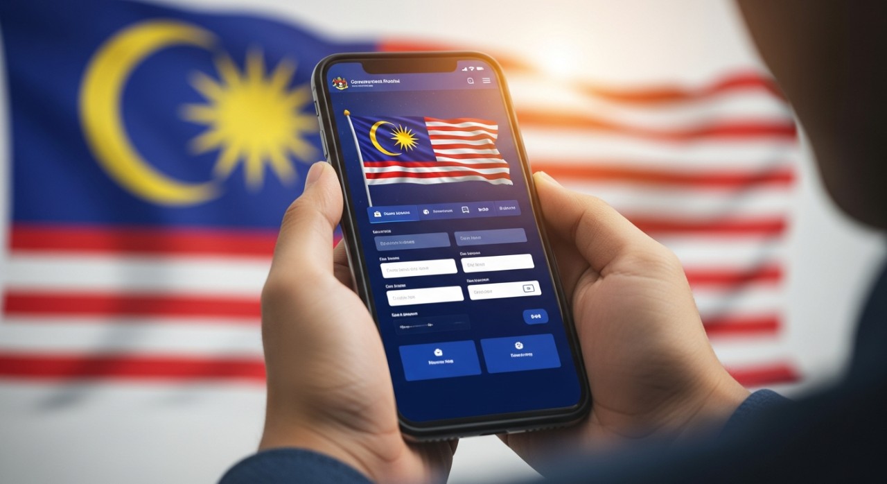 Seorang individu sedang meneliti maklumat kelayakan bantuan tunai pada skrin telefon pintar