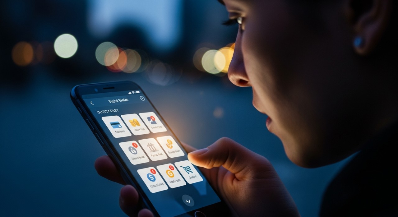 Seorang individu sedang meneliti maklumat kelulusan bantuan pada skrin telefon pintar.